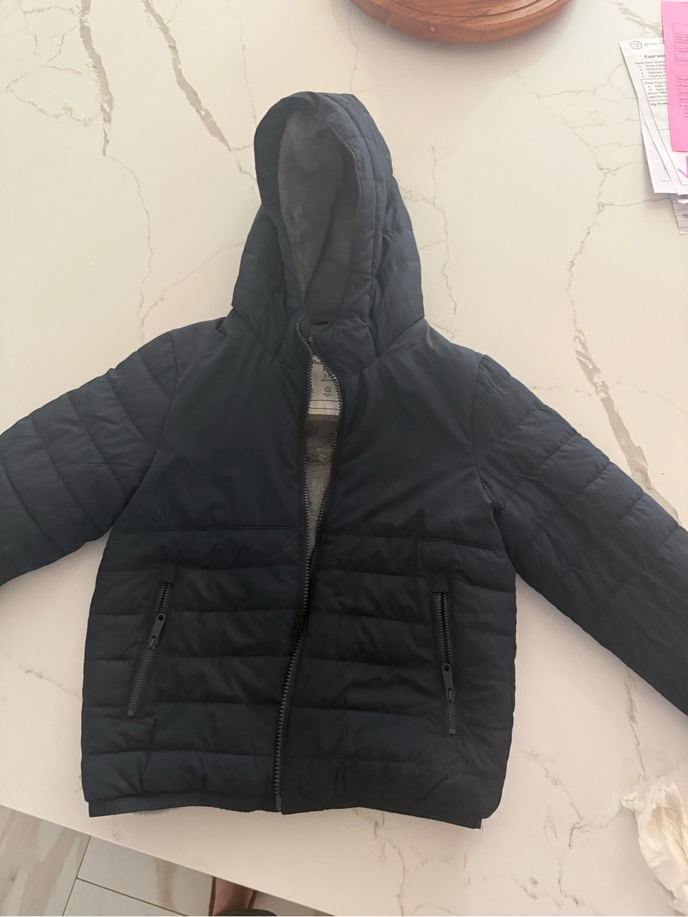 abercrombie kids Navy Hooded Quilted Puffer Coat